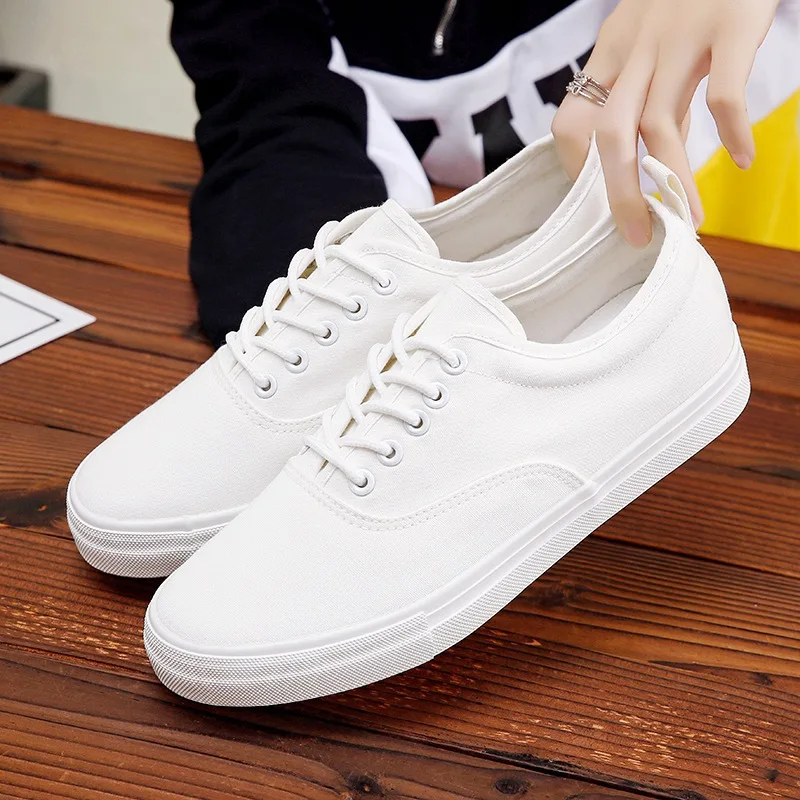 OUDINIAO Men Shoes Canvas Lace Up Men Casual Shoes 2018 Plimsolls Breathable Male Footwear Spring Sneakers Black White Oxford