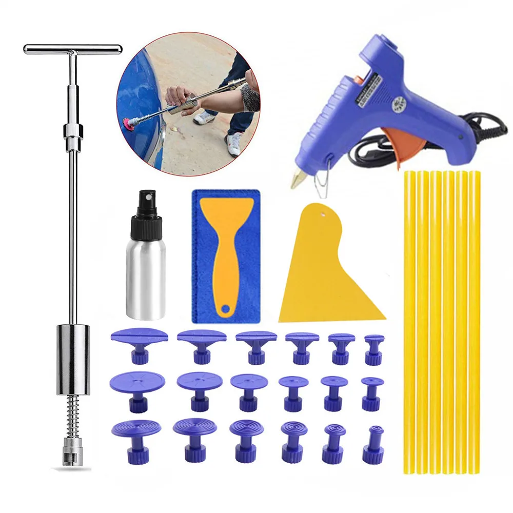 

PDR Tools Glue Puller Set Car Dent Repair Kit Paintless Hail Dent Remover Slide Hammer Tabs Glue Gun Hand Set DIY Repair Tools