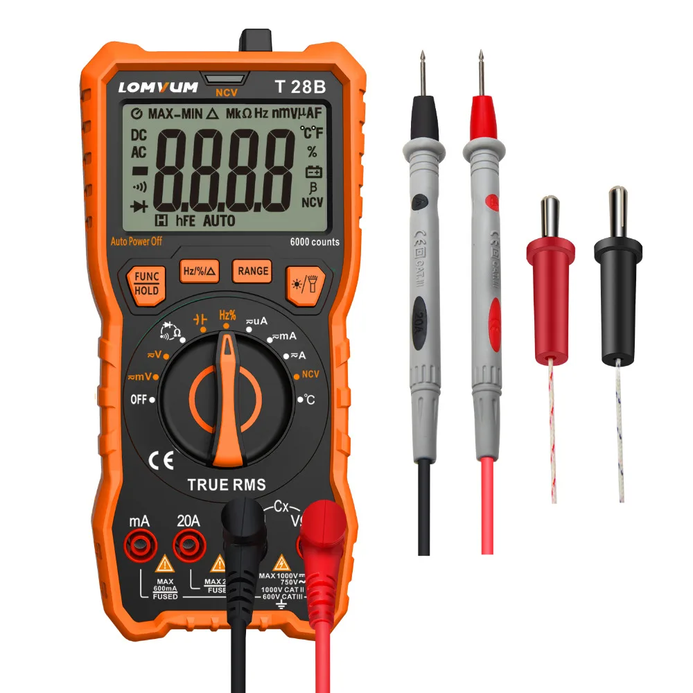 LOMVUM Мультиметр цифровой 20A AC/DC многофункциональный защита от перегрузки разные комплектации