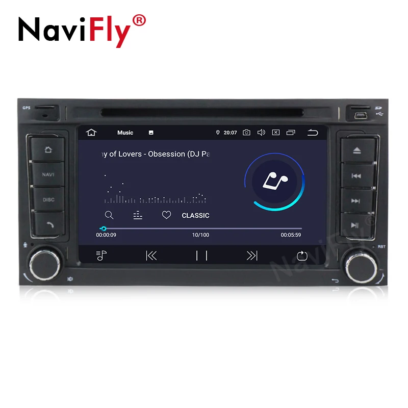 Discount NaviFly Android9.0 IPS Screen DSP Quad core Car Multimedia player 2 Din Autoradio For VolkswagenTouareg T5 Canbus Wifi FM DVR 5