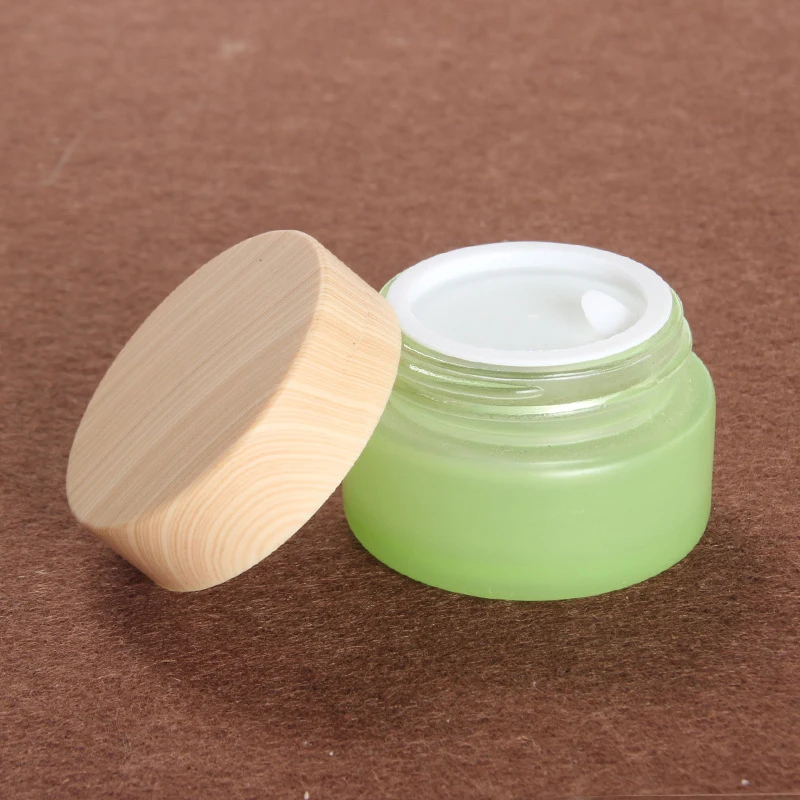 30 مللي/20 مللي خشبية إعادة الملء صغير غطاء حاوية التجميل إناء فارغ علبة كريم زجاج كريم وجه جرة أدوات تجميل