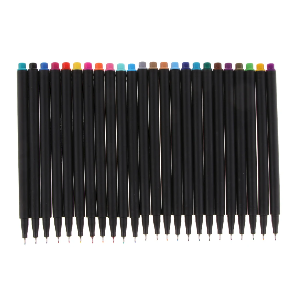 24 Colors Fineliner Pens Set,Fine Tip Colored Writing Drawing Markers Pens Fine Line Point Pens for Bullet Journal Planner Diary