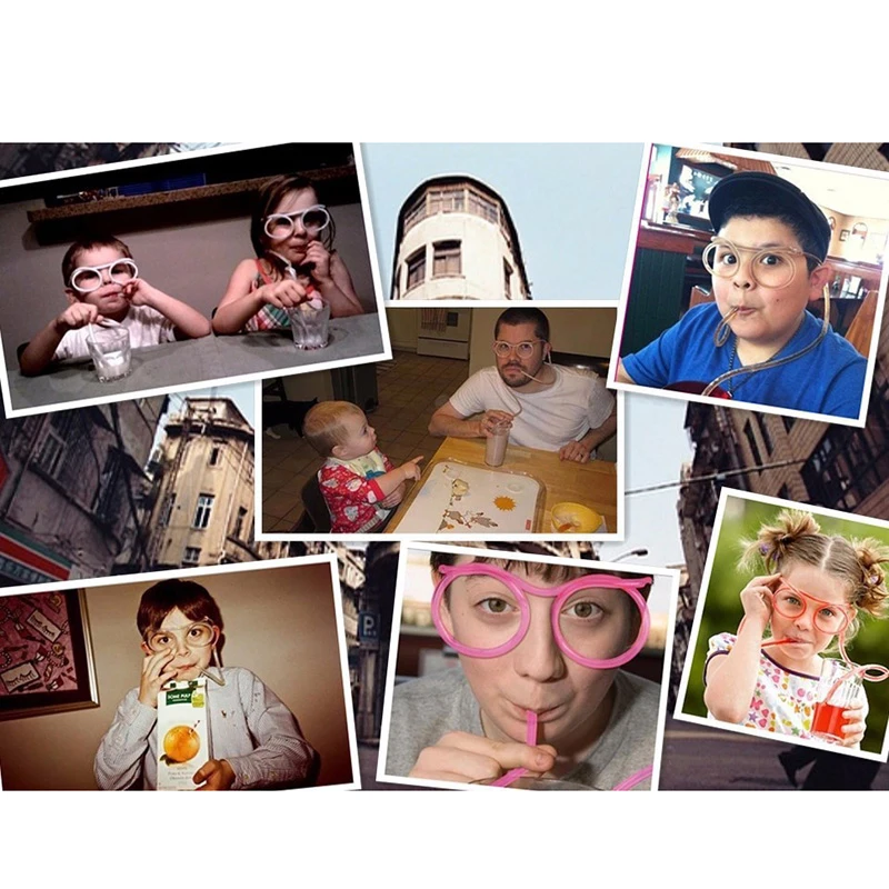 Креативные Мягкие пластиковые соломенные забавные очки, веселые питьевые детские игрушки для детей, праздничные трюки, шутка, трубчатые инструменты, подарки для мальчиков и девочек