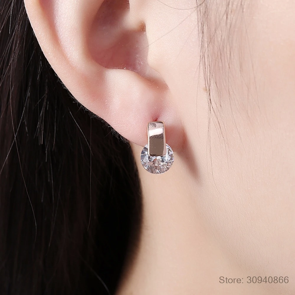 LEKANI/Популярные серьги-гвоздики из стерлингового серебра 925 пробы с кристаллами в виде капель, в виде камней, для женщин, модные ювелирные изделия PAS498