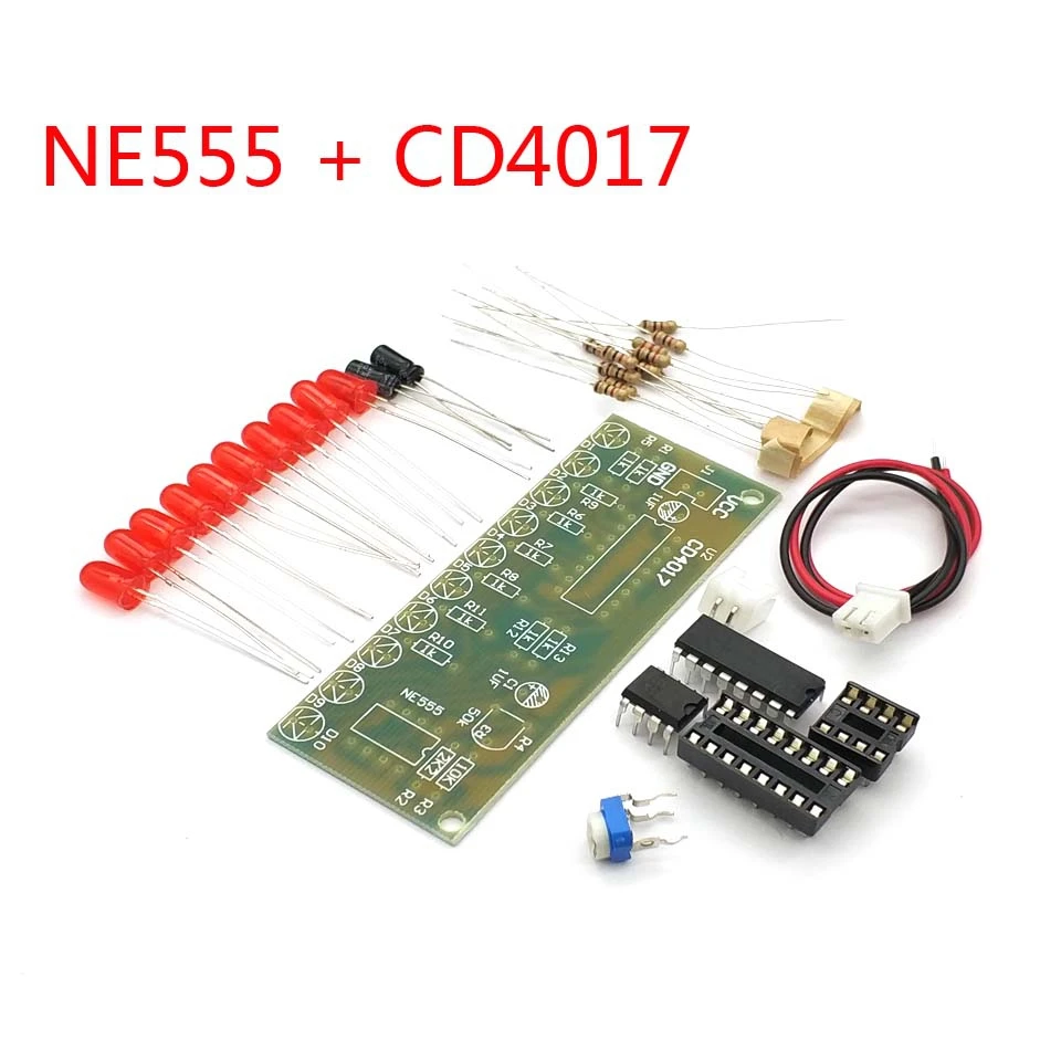 Обучающие наборы NE555 + CD4017 светодиодный модуль мигающего света электронный