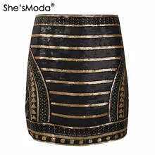 Женская облегающая мини-юбка She'sModa с блестящими блестками ручной работы