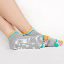 Для женщин спортивные красочные носки для Лидер продаж фитнес и Пилатес хлопок Радуга тренировки Нескользящие Дышащие носки с пальцами
