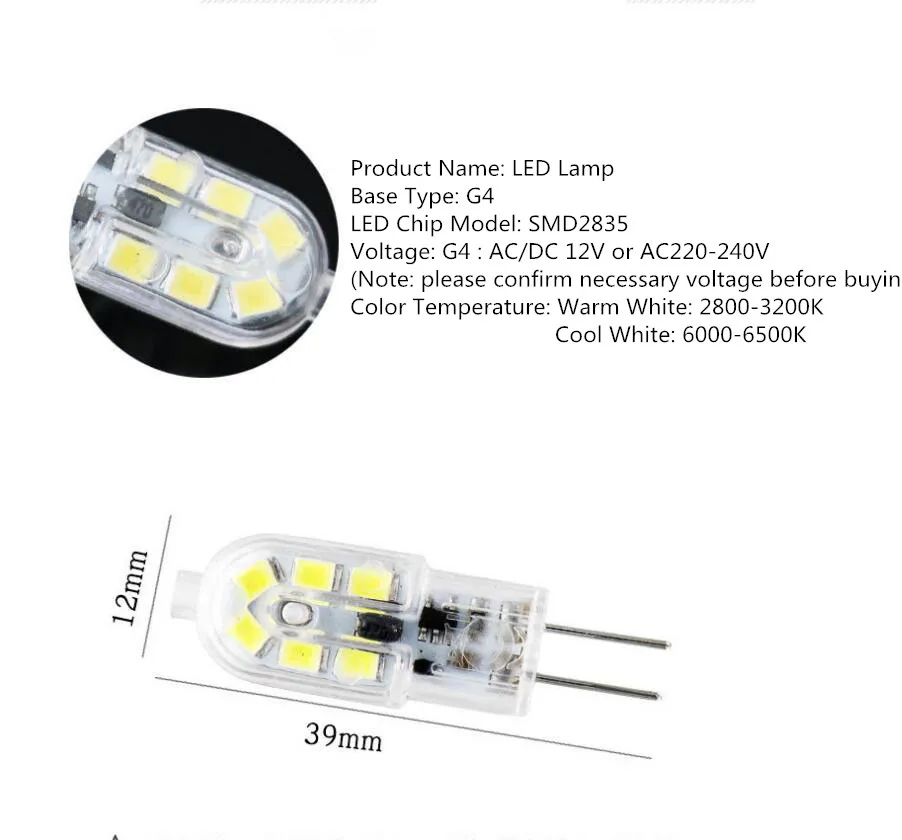 YOU Mini G4 Светодиодная лампа 3 Вт AC/DC 12 В AC 2835 в SMD 360 ° заменяемая галогеновая
