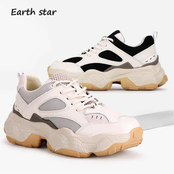 

Casual Shoes Women Fahsion Brand Sneakers Platform Genuine Leather zapatos de mujer Mesh Spring chaussures femme Ladies footware