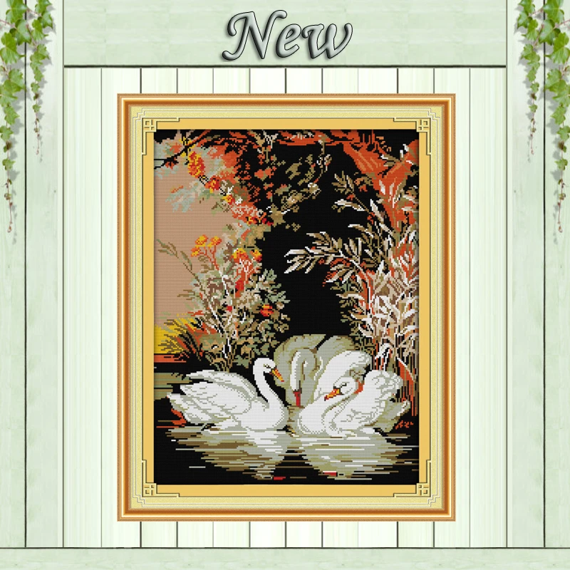 

Swans in the lake,Pattern printed on the canvas DMC 11CT 14CT Cross Stitch kit,needlework Set embroidery,animal Style Home Decor