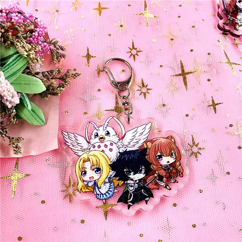 

Anime Tate no Yuusha no Nariagari Keychain Fashion Japanese Cartoon Figure Bag Pendants Car Key Holder Chain Keyrings Jewelry