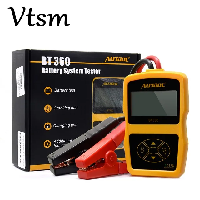 

AUTOOL BT360 12V Digital Car Battery Tester for Flooded GEL BT-360 12 Volt Automotive Battery Analyzer CCA Multi-language