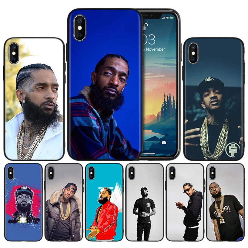 

Nipsey Hussle Soft Black Silicone Case Cover for iPhone 7 8 XS Max XR X 6 6S 5 5C 5S SE Plus