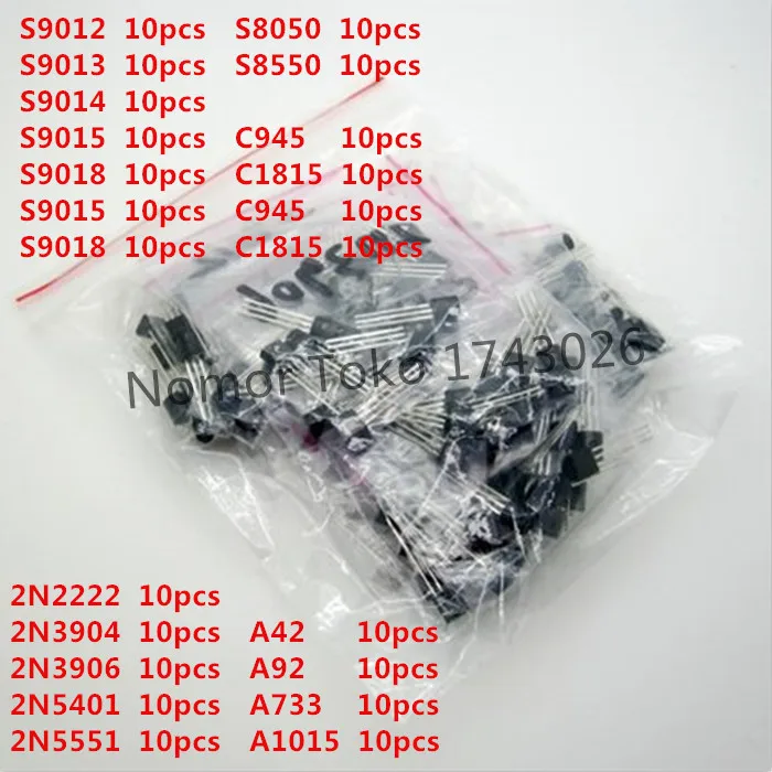 

Commonly used low power triode package S9012 S9013 S9014 S8050 S8550 17 kinds of products, etc each 10 PCS A total of 170PCS ...