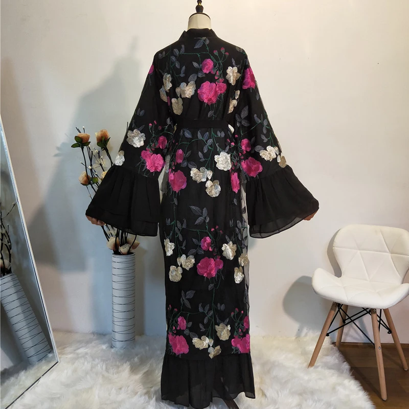 Ramadan Kimono Abaya Robe Femme Dubai Cardigan Muslim Dress Women Kaftans Caftan Marocain Qatar Elbise Turkish Islamic Clothing