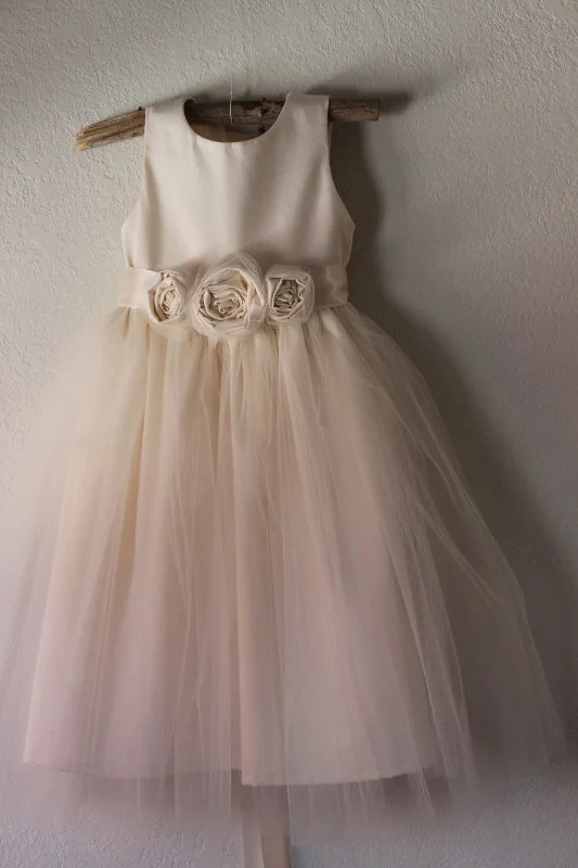 Flower Girl Dresses For Weddings Sleeveless Crepe Flowers Off Shoulder Cute Custom Made pageant