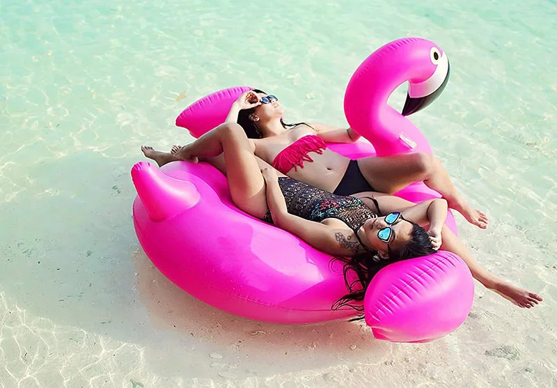 SUMMER WAVES GOLD INFLATABLE FLAMINGO 46" LARGE SWIMMING POOL FLOAT LOUNGER LILO 