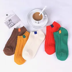2018 Новый Для женщин короткие носки Classic Solid полосатый Sokken хлопок Calcetines Mujer эластичные Meia трикотажные женские носки Chaussette QMH