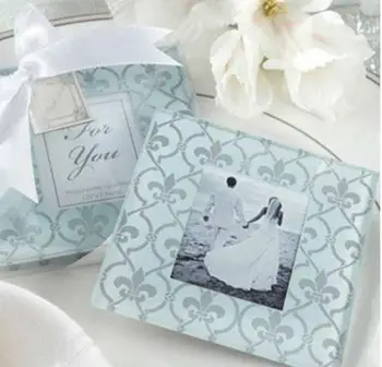 

60sets=120pcs/lot Classic Glass Coasters/Photo Frame, Wedding Favors Gifts
