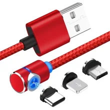 Магнитный зарядный кабель 1 м светодиодный кабель для iPhone X 8 7 6 Plus и кабель Micro USB и кабель usb type-C USB C