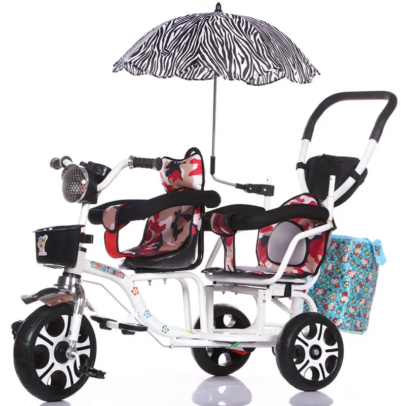 12-дюймовый детский трехколесный велосипед, близнецы велосипед ребёнка выпуска 2 сиденья со складками на педаль тандем трехколесный велосипед с резиновая надувная подушка безопасности для колеса и стальная рама - Цвет: 238