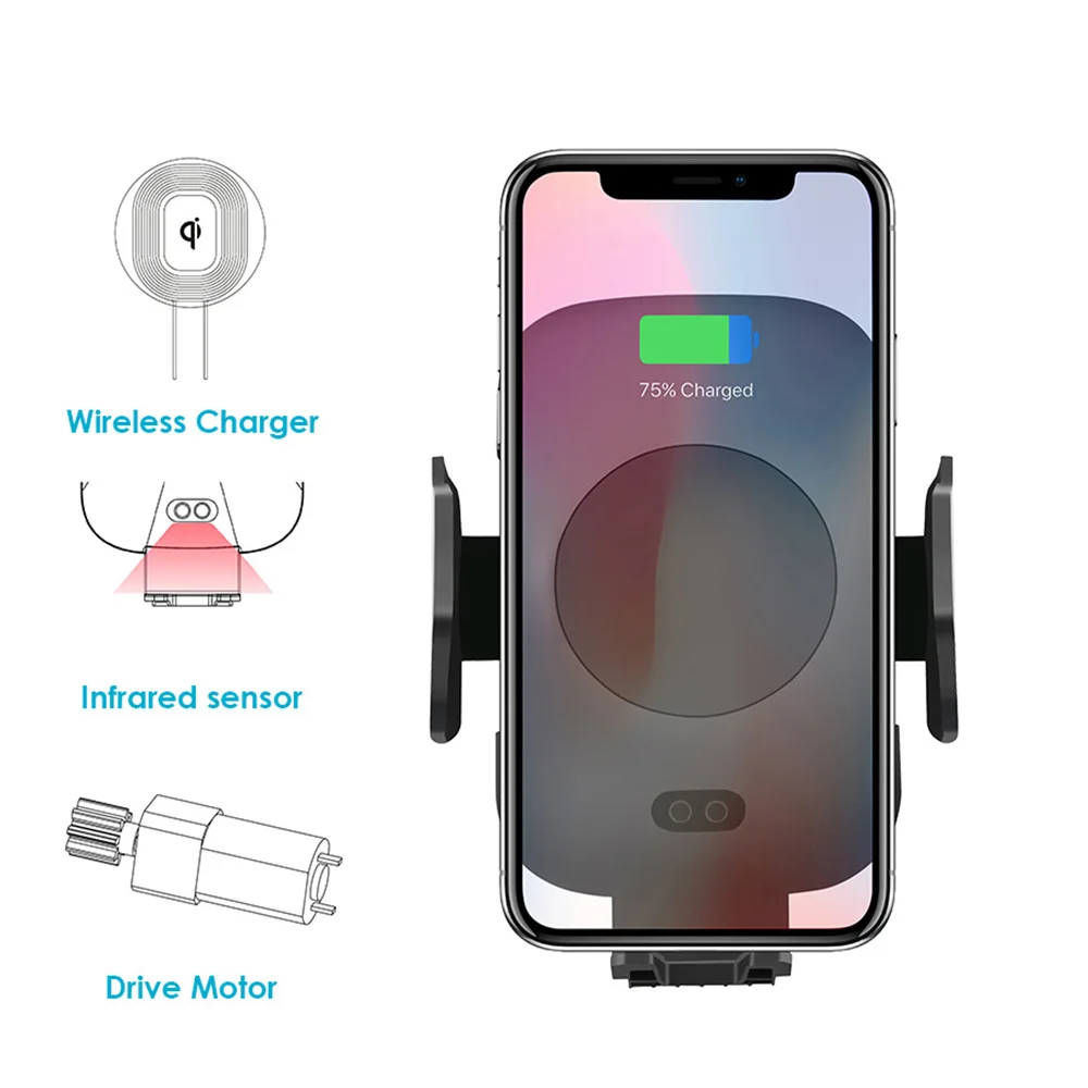 DCAE Автоматический Инфракрасный датчик Автомобильный держатель QI 10 Вт Быстрое беспроводное зарядное устройство для iphone 11 Pro XS MAX XR X 8 samsung S10 S9 S8