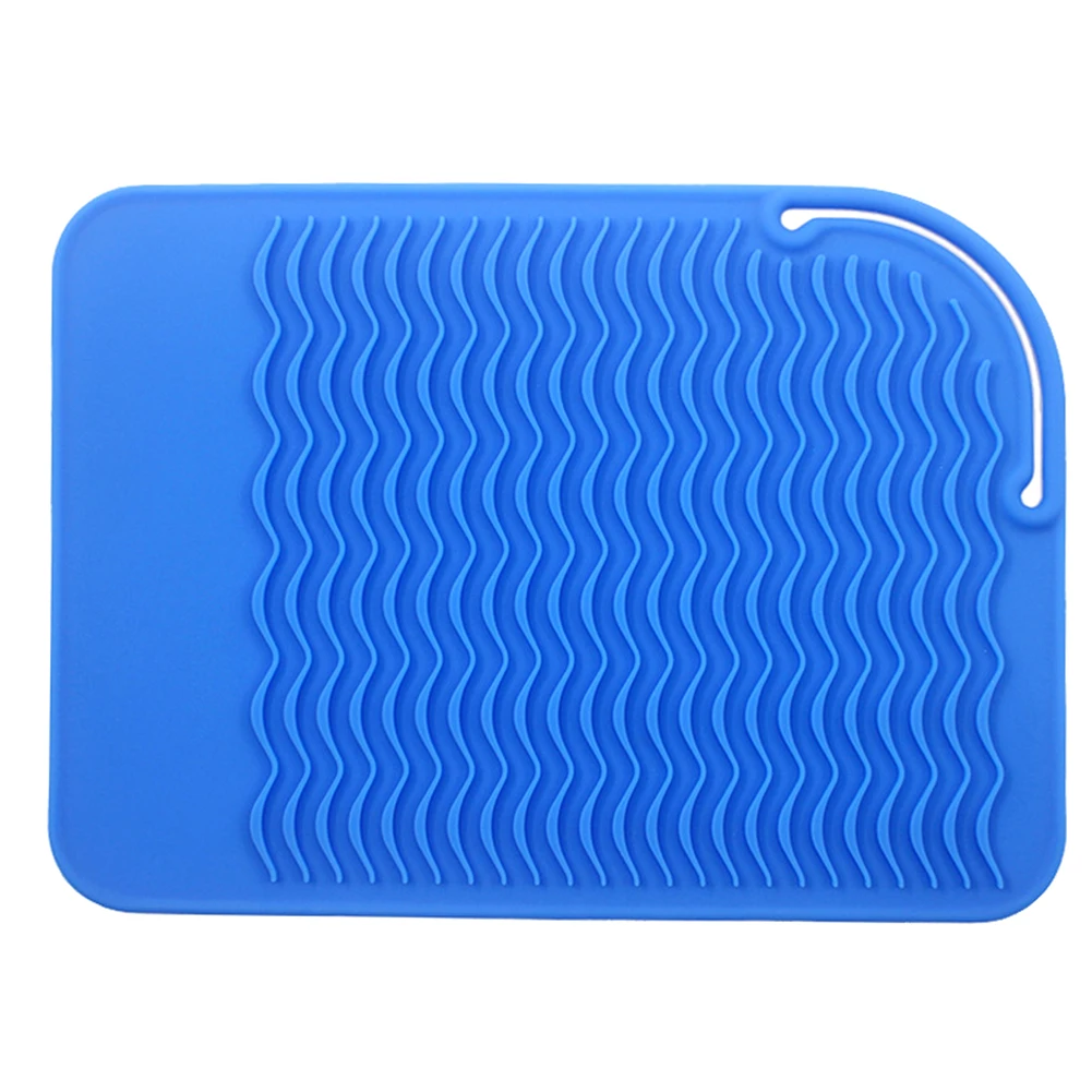 

Storage Wave Design Salon Practical Curling Iron Silicone Snap Fastener Anti Slip Heat Resistant Mat Lightweight Home Travel