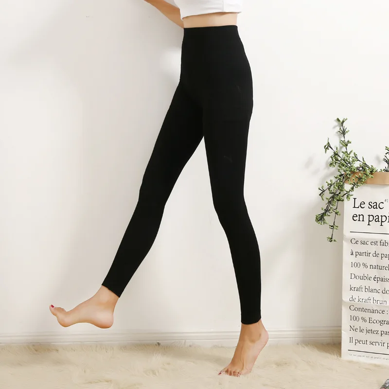 Winter Women Leggings Thermal Bottoms Sleep Bottoms Solid High-Rise Rib Stretchy Elastic Waist ropa mujer invierno B88191