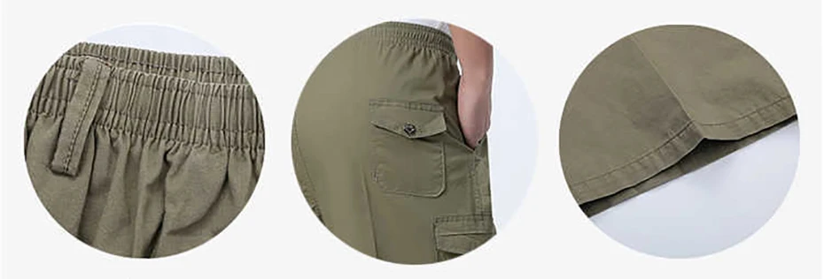 Для мужчин с длиной до колена Мужские шорты Карго черный зеленый Повседневное хлопковые свободные шорты мужские тонкие короткие брюки