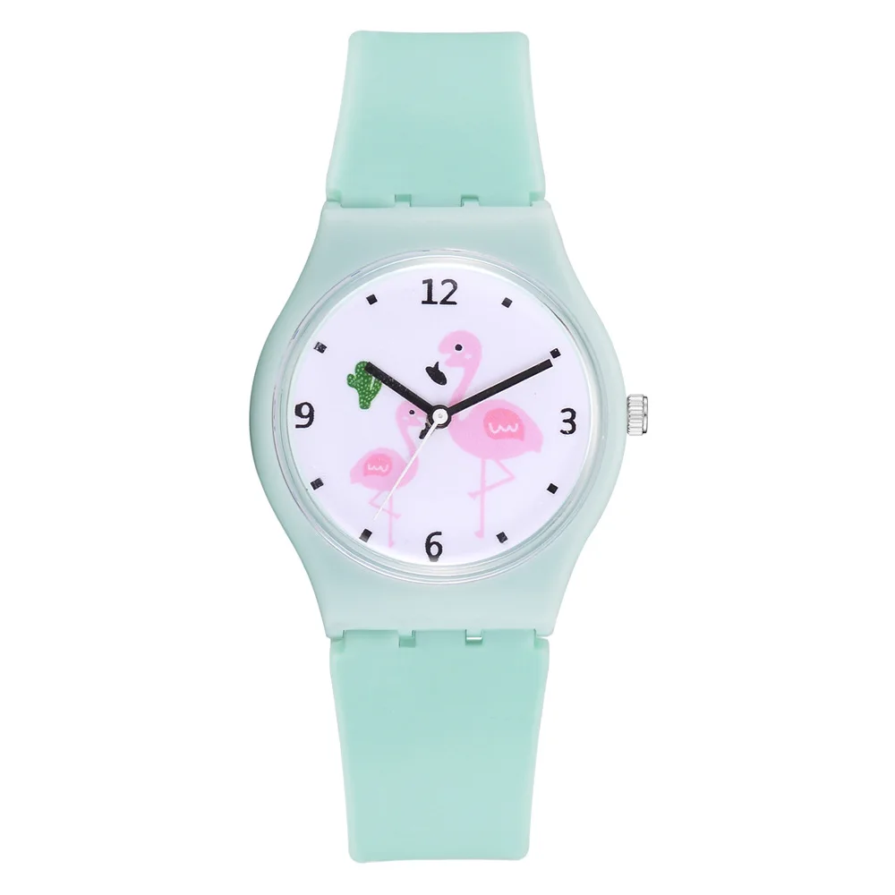 Flamingo Cartoon Watches Kid Girls Leather Strap Wristwatch kids fashion Quartz Cute Clock Fashion Lady Watches