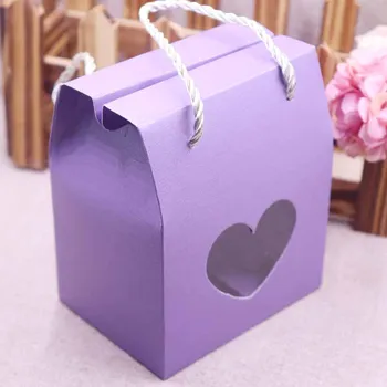 

20pcs Paper Clear Rectangle Window Box multi color Paper Candy Boxes With Handle Snack Cookie Chocolates Gifts box for wedding