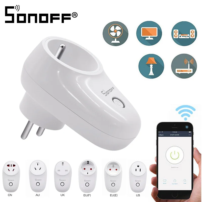 Умный дом SONOFF S26 US/UK/CN/AU/EU WI-FI Smart Plug Мощность розеточный светильник розетка выключатель таймер 220 V Беспроводной удаленного Управление Alexa Google дома