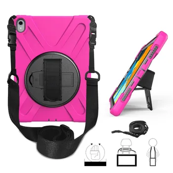 

For iPad pro 11 2018 Tablet Case Cover Silicone+PC Kickstand Hard Case With Wrist + Shoulder Strap case for ipad pro 11'' A1980