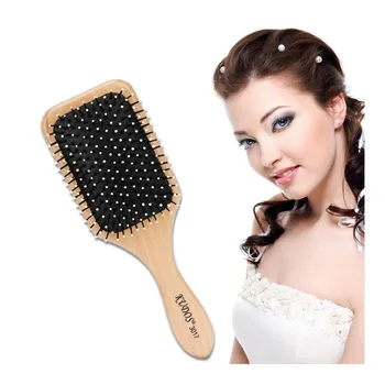 

1PC Wooden Cushion Paddle Brush Gentle on Hair and Scalp Static Reducing Natural Women Hair Comb Set in a Unique Pattern