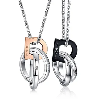 

2020 NEW Fine Jewelry Crystal from Swarovskis For Woman and Man Stainless steel pendant couple necklace