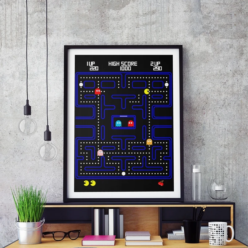 Pac Man плакат видео игра принт Atari Ретро игровая Картина на холсте аркадная игра гик плакат для мальчиков игровая комната Настенный декор