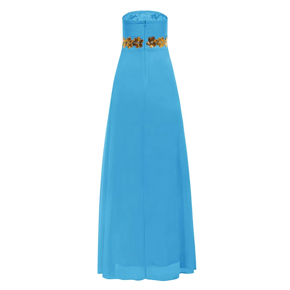 Dressv небесно-голубое длинное вечернее платье дешево без бретелек с блестками и рюшами свадебное вечернее платье ТРАПЕЦИЕВИДНОЕ вечернее платье es