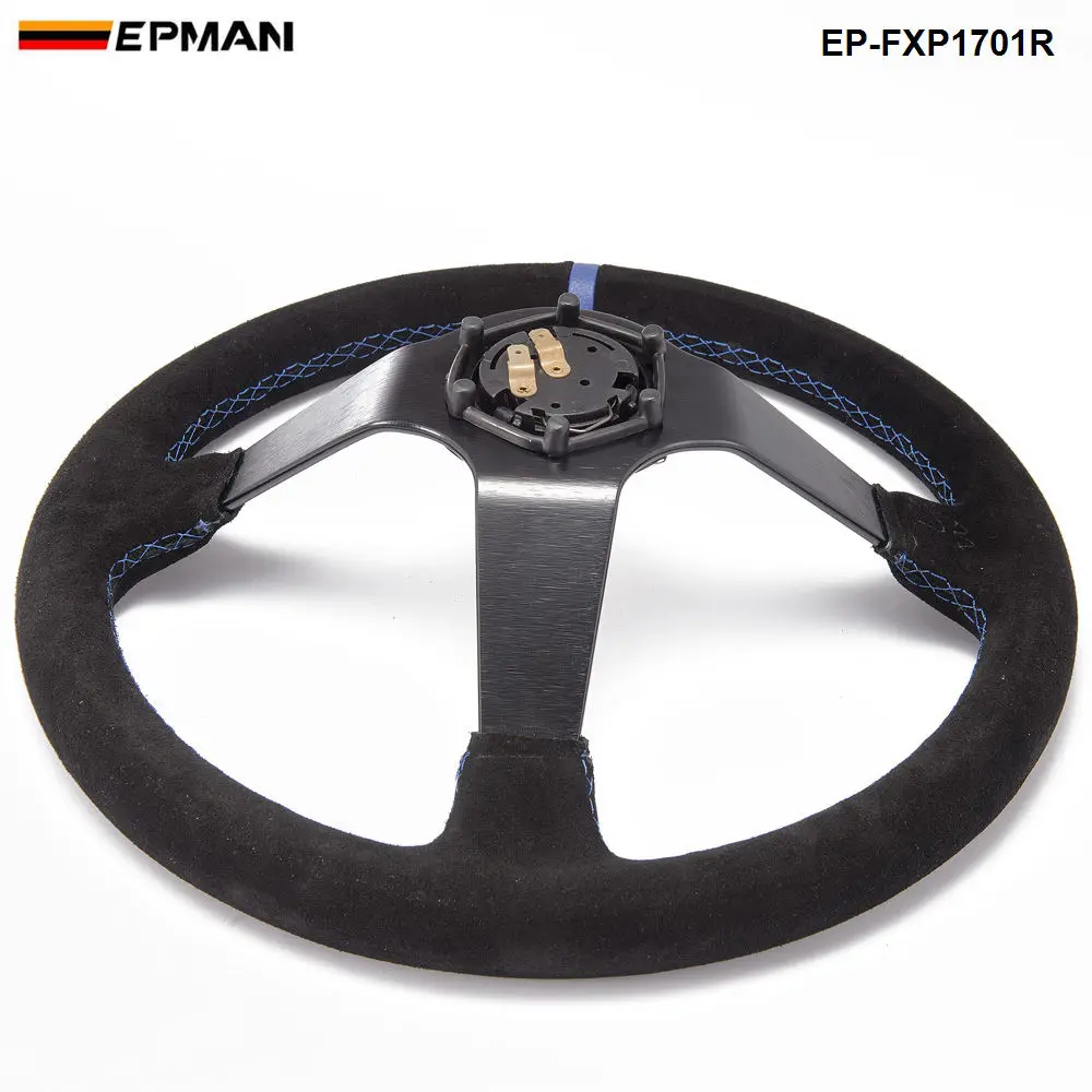  Auto 350mm Deep Dish Drift Racing Steering Wheel Suede leather With Horn Button EP-FXP1701R