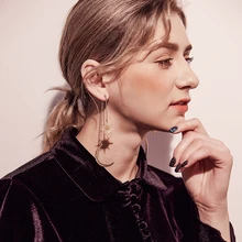 E540 ใหม่ล่าสุดคริสตัล Star Moon ต่างหูต่างหูผู้หญิง 2019 แฟชั่นเครื่องประดับ Brincos ต่างหูยาว(China)