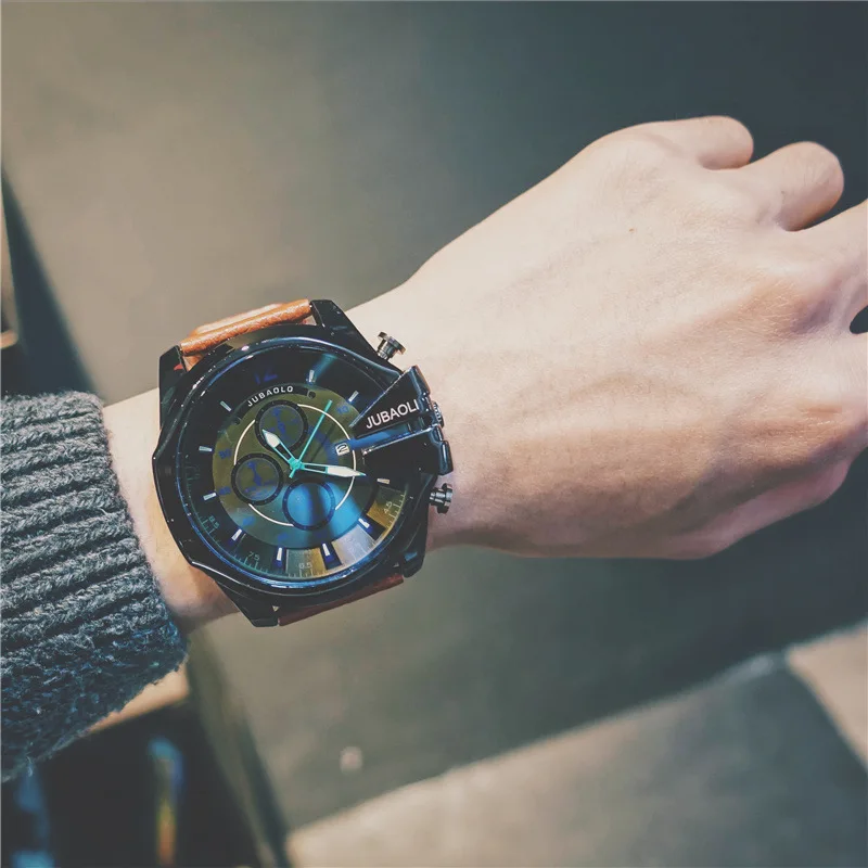 Мужские кварцевые наручные часы с большим циферблатом Blue Ray, креативный уникальный календарь, мужские классические военные часы, мужские спортивные часы