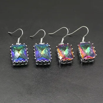 

Pretty Women Earrings Rectangle Shape 925 Sterling Silver set Natural Stone Wedding Party girl Earring Series EHBK-005