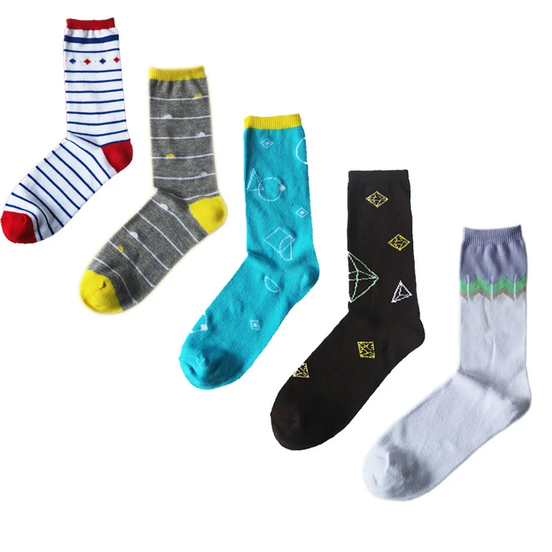 

Japanese Style Geometric Striation Patterns Socks Plaid Striped Cartoon New Autumn Winter Socks Casual Personality Funny Socks