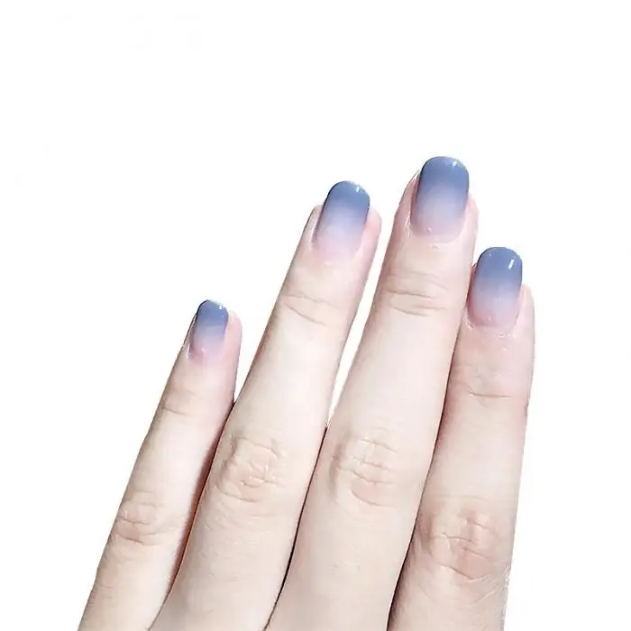 Женские сексуальные открытые фиолетовые градиентные цветные накладные ногти короткие модные наклейки для ногтей для девушек милые красивые искусственные ногти с клеем