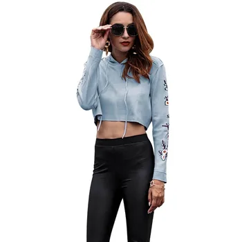 

New products 2018 Europe, autumn and winter embroidery, hat, collar, long sleeves, ladies, short clothes