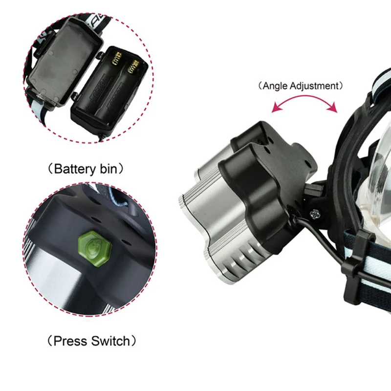 Yunmai USB Перезаряжаемый 7 светодиодный налобный фонарь 5T6 + 2XPE супер мощный микро 6