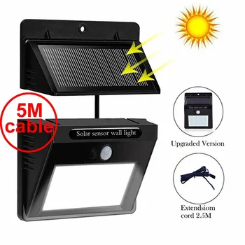 

30 led 500lm solar light split mount pIR motion 3 senser Waterproof smart au I 5M cable street wall lamp for deck garage