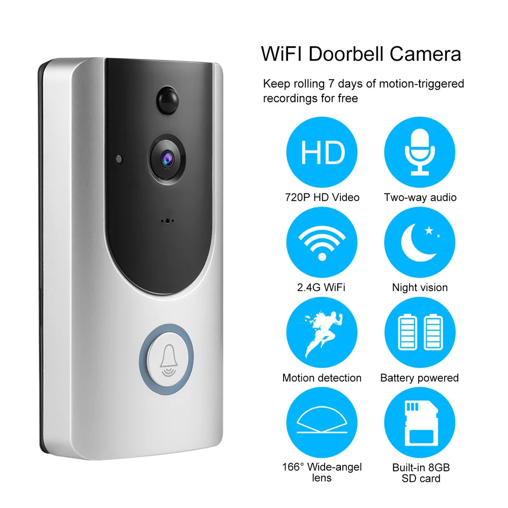Smart Wireless Security wifi doorbell HD 720P video intercom Recording Video Door Phone Remote Home Monitoring door bell | Безопасность