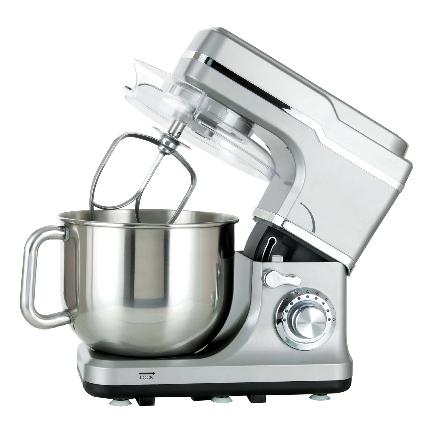 Миксер GEMLUX GL-SM68GR (Мощность 1200 Вт, чаша объемом 6 л, кол-во скоростей 8, съемная чаша, откидная головка, 3 мешалки, материал корпуса - пластмасса)