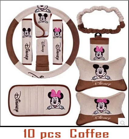 

cartoon pattern car accessories decoration head pillow hand brake set of gear sets rearview handbrake cover safety belt