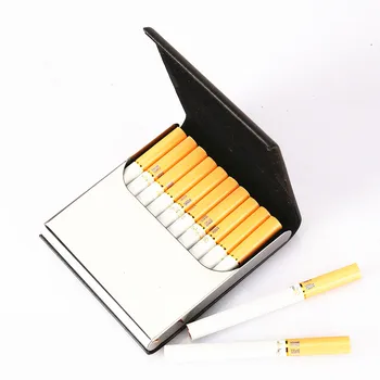 

Delicate Cigarette Case Can Hold 10 Cigarettes PU Metal Portable Cigarette Box Smoking Accessories Gadgets for Men-No Cigarettes